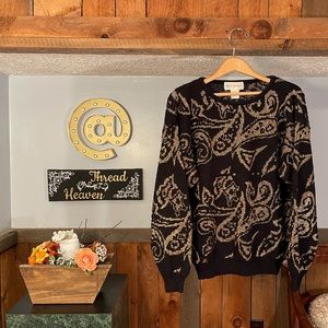 Shiny Gold & Black Sweater Peck & Peck